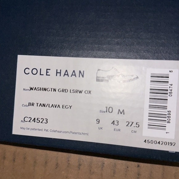 Cole Haan Washington Grand Laser Wing Oxford- British Tan- Lava-EG SZ -10 - Picture 11 of 12